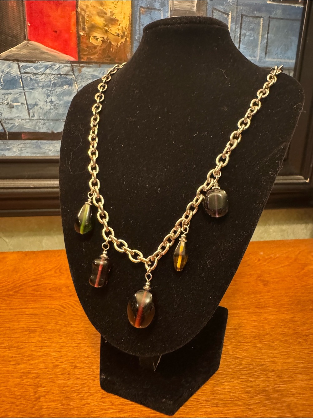 Multicolor Glass Drop Pendant Necklace - Women Jewelry